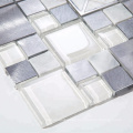 Glass Mixed Metal and Stone Small Square Mosaic Tiles